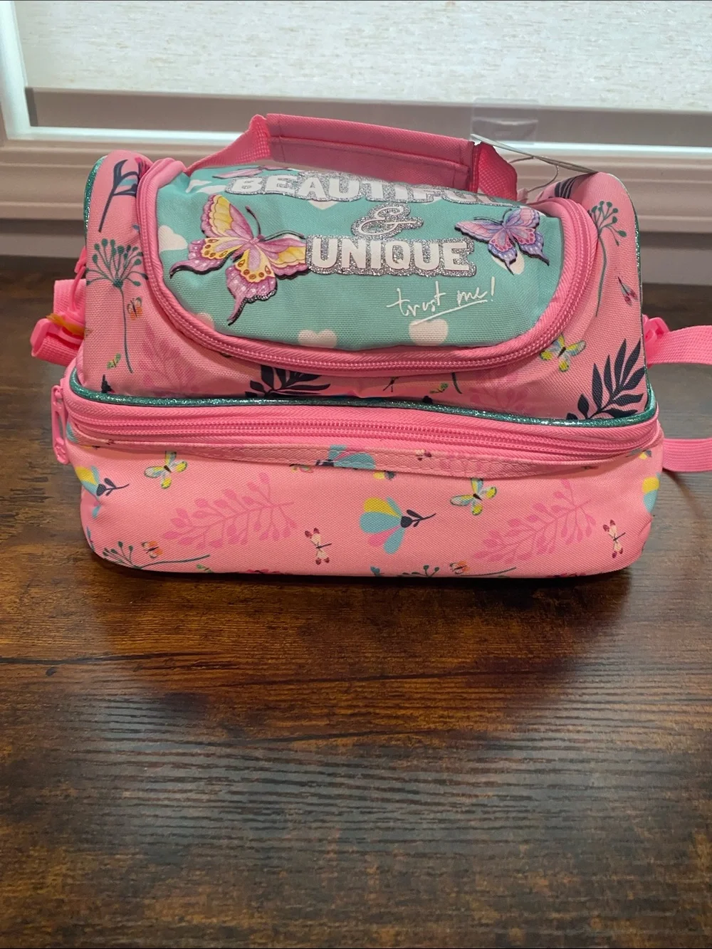 Jasmine Star Kids' Pink & Teal Lunch Bag - Beautiful & Unique NWT